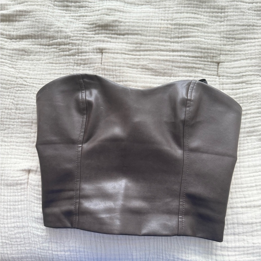 Babaton Brown Leather size XS strapless top